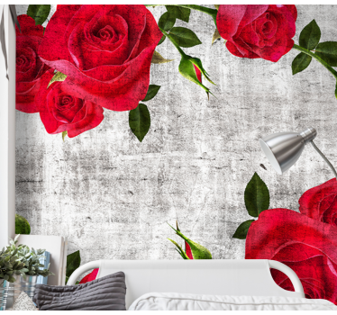 Mural de pared flores arreglo de rosas rojas - TenVinilo