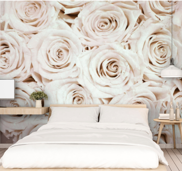 Mural de pared flores arreglo de rosas suaves - TenVinilo
