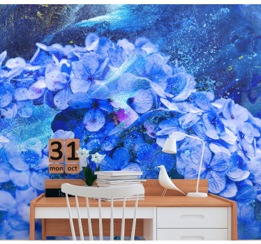 Mural de pared flores arreglo floral azul - TenVinilo