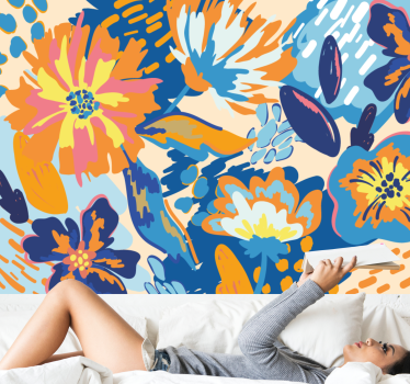 Mural de pared flores arreglo floral brillante - TenVinilo