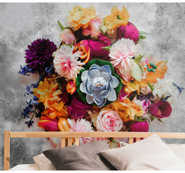 Mural de pared flores arreglo floral colorido - TenVinilo