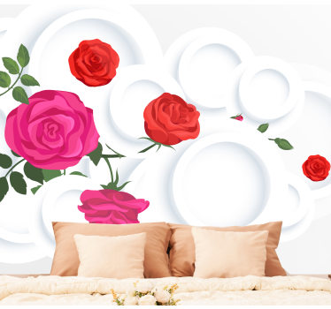 Mural de pared flores arreglo floral de rosas - TenVinilo