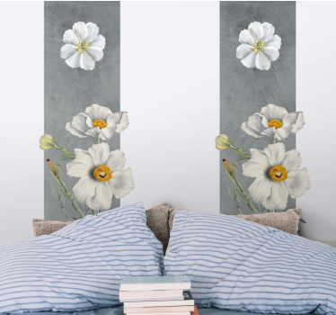 Mural de pared flores diseño elegante de margaritas - TenVinilo
