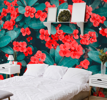 Mural de pared flores arreglo floral rojo - TenVinilo