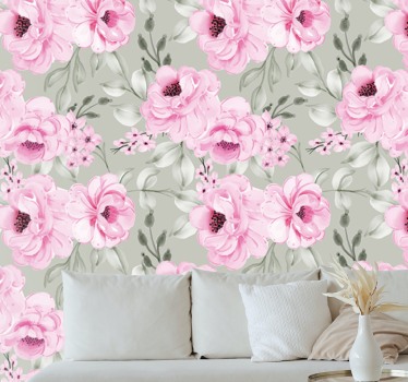 Mural de pared flores arreglo de peonías pastel - TenVinilo