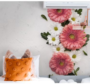Mural de pared flores arreglo floral rosa - TenVinilo