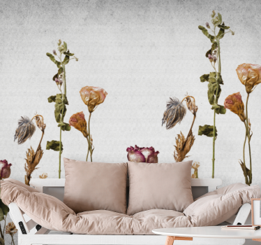 Mural de pared flores arreglo floral seco - TenVinilo