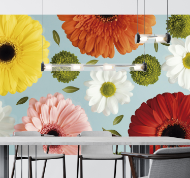 Mural de pared flores arreglo floral vibrante - TenVinilo