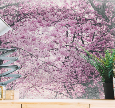 Mural de pared flores bosque de cerezos - TenVinilo