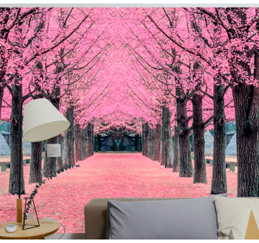 Mural de pared flores camino de los cerezos en flor - TenVinilo