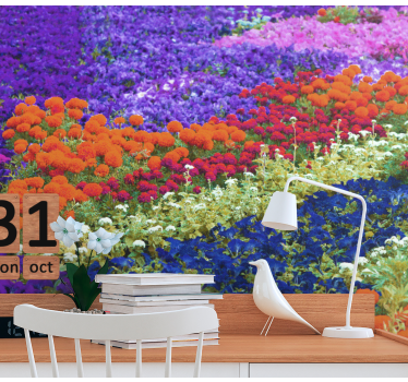 Mural de pared flores campo colorido - TenVinilo