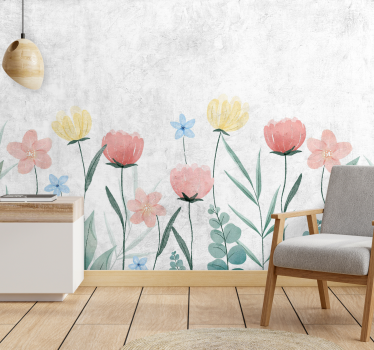 Mural de pared flores campo de flores en flor - TenVinilo