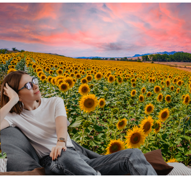 Mural de pared flores campo de girasoles - TenVinilo