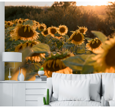 Mural de pared flores campo de girasoles serenidad - TenVinilo