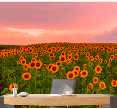 Mural de pared flores campo de girasoles vibrante - TenVinilo
