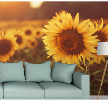 Mural de pared flores campos de girasoles - TenVinilo