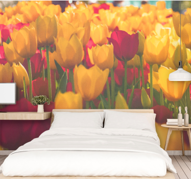 Mural de pared flores campos de tulipanes - TenVinilo