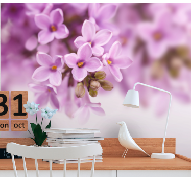 Mural de pared flores capullos lilas delicados - TenVinilo