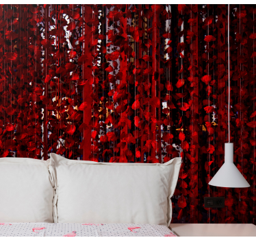 Mural de pared flores cascada floral roja - TenVinilo