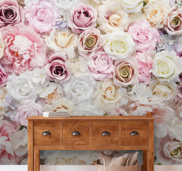 Mural de pared flores colección rosa en flor - TenVinilo
