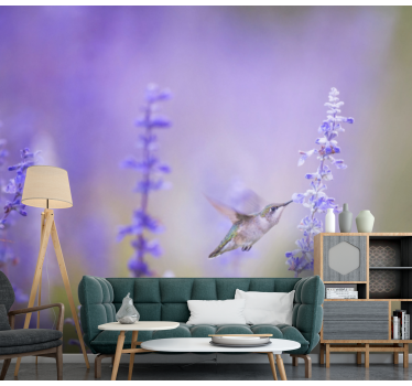 Mural de pared flores colibrí y flores - TenVinilo