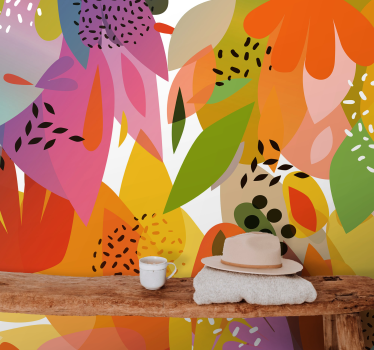 Mural de pared flores collage floral colorido - TenVinilo