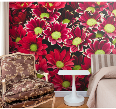 Mural de pared flores composición de flores carmesí - TenVinilo