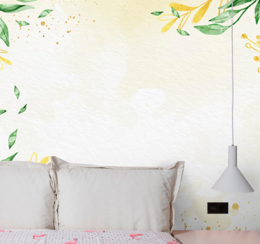 Mural de pared flores composición de hojas botánicas - TenVinilo