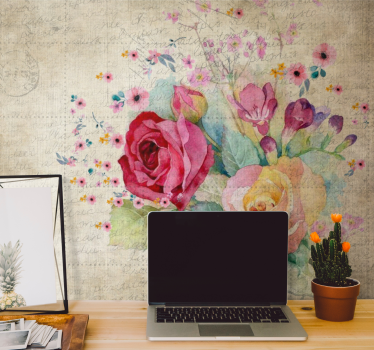 Mural de pared flores composición de rosas - TenVinilo