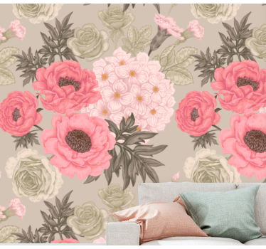 Mural de pared flores composición floral en floración - TenVinilo