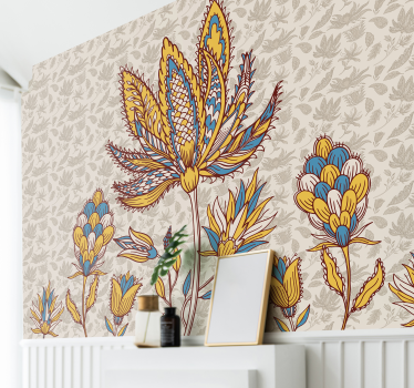 Mural de pared flores composición floral vibrante - TenVinilo