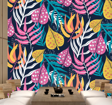 Mural de pared flores concepto hoja tropical - TenVinilo