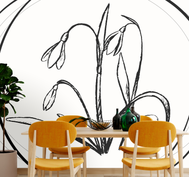 Mural de pared flores contorno de campanilla - TenVinilo
