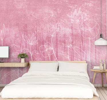 Mural de pared flores contorno floral delicado - TenVinilo