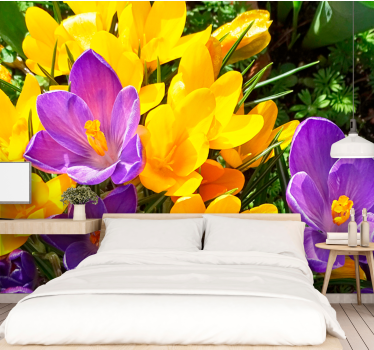 Mural de pared flores crocus coloridos - TenVinilo
