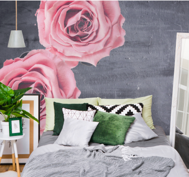 Mural de pared flores detalle de rosas rosas - TenVinilo