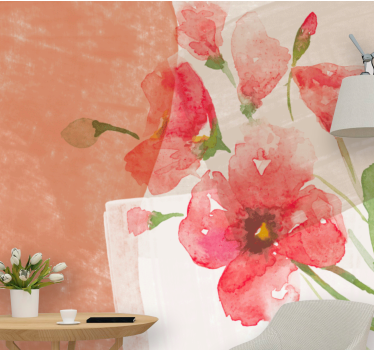 Mural de pared flores diseño acuarela floral - TenVinilo