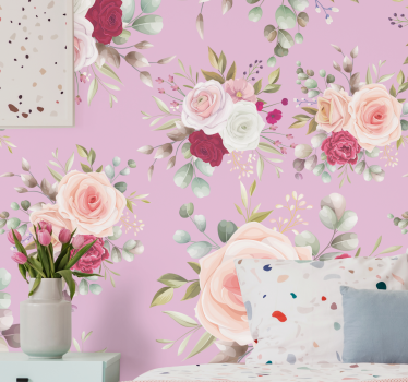 Mural de pared flores diseño de ramo floral - TenVinilo