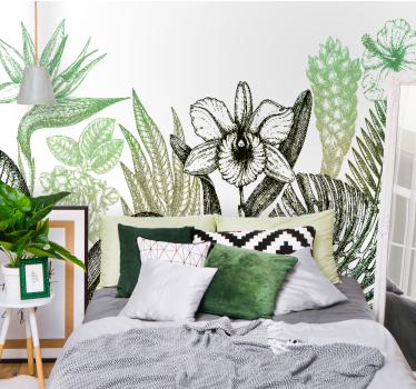 Mural de pared flores diseño floral botánico - TenVinilo