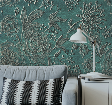 Mural de pared flores diseño floral intrincado - TenVinilo