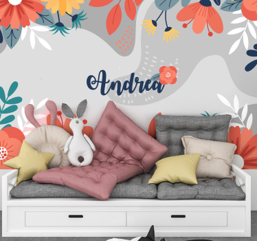 Mural de pared flores diseño floral personalizado - TenVinilo
