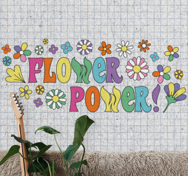 Mural de pared flores diseño poder floral - TenVinilo