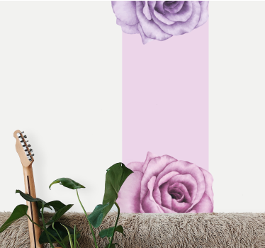 Mural de pared flores diseño rosa púrpura - TenVinilo
