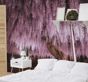 Mural de pared flores dosel de glicinias - TenVinilo