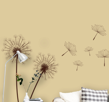 Mural de pared flores efecto brisa de diente de león - TenVinilo