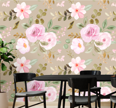 Mural de pared flores elegancia floral en flor - TenVinilo