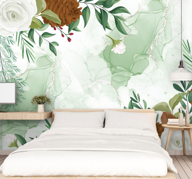 Mural de pared flores elegante arreglo floral - TenVinilo