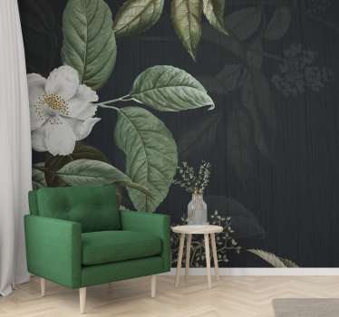 Mural de pared flores elegante flor blanca - TenVinilo