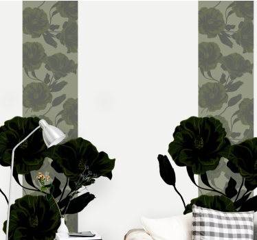 Mural de pared flores elegantes flores negras - TenVinilo