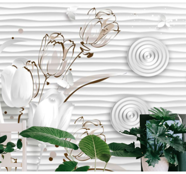 Mural de pared flores tulipanes blancos elegantes - TenVinilo